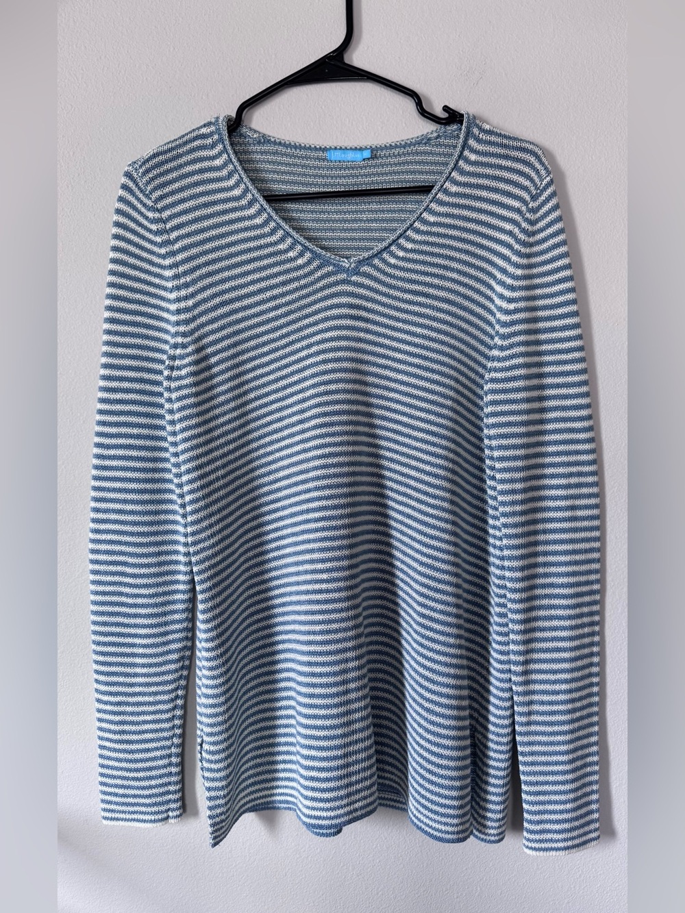 J.McLAUGHLIN Callum Striped Knit V Neck Breathable Lightweight Sweater S